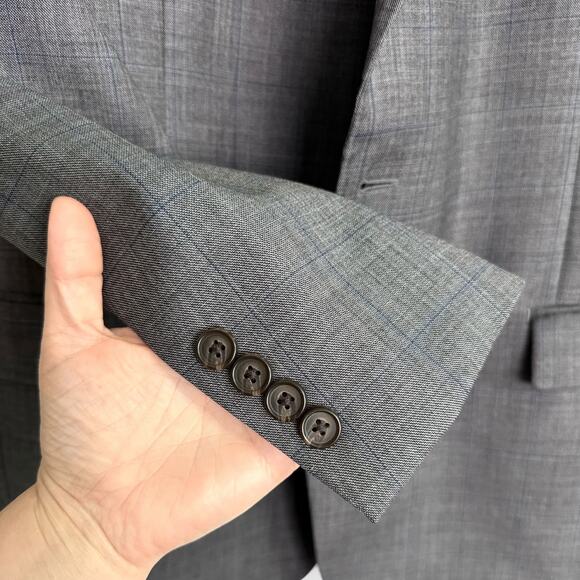 Ralph Lauren 100% Wool Gray Plaid Two Button Double Vented Blazer Men's Size 46L - Picture 7 of 12